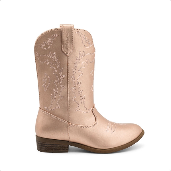 Mid Calf Kids Cowboy Riding Boots - ROSE GOLD - 1